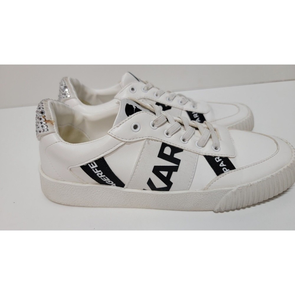 Karl Lagerfeld Women's Lace Up Leather Sneakers Shoes Jaylee White Size 7.5
